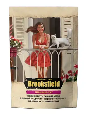 Brooksfield Sterilized/Light Cat Chicken влажный корм для взрослых стерилизованых кошек при лишнем весе, с курицей в соусе